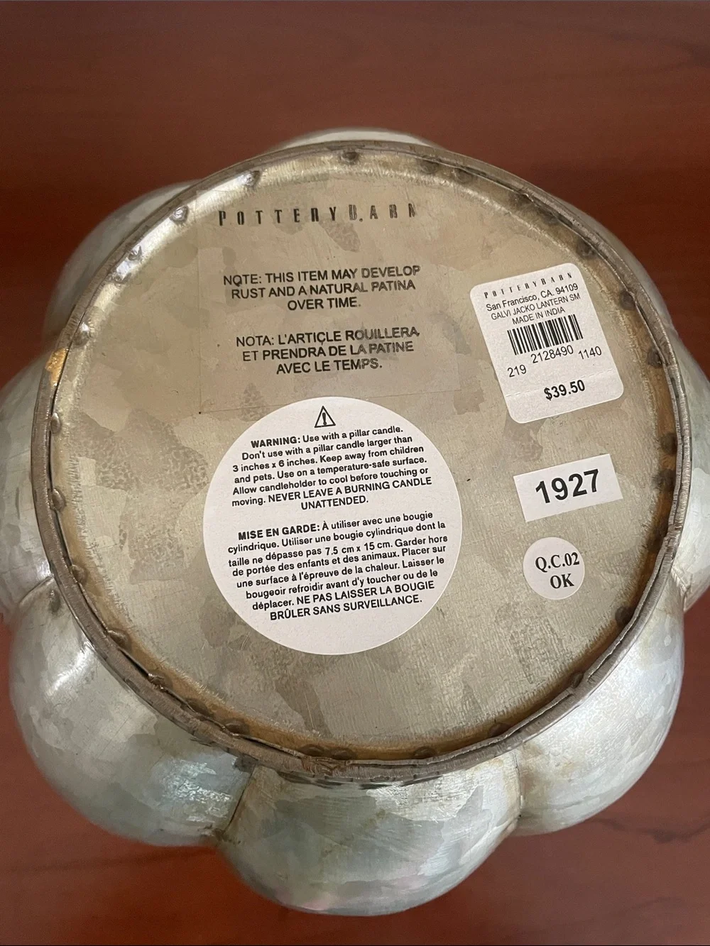 Set of 2 Pottery Barn Galvanized Jack-o-Lanterns (Large & Small) - Retired Set